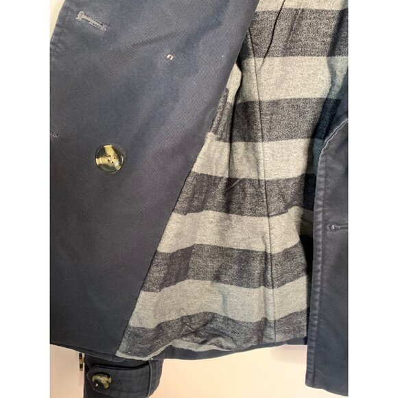 ARMANI JEANS Navy Blue Double-Breasted Fur-Lined Collar Women's Jacket Size 4 - Picture 5 of 9